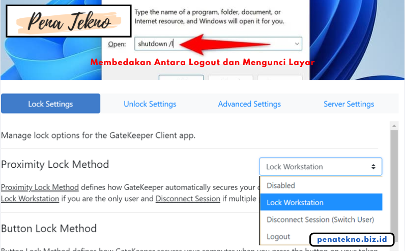 Membedakan Antara Logout dan Mengunci Layar