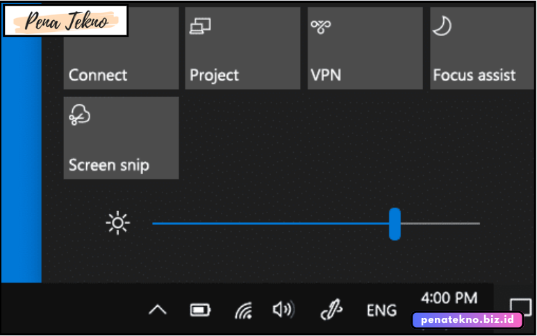 Mengatur Brightness Melalui Action Center